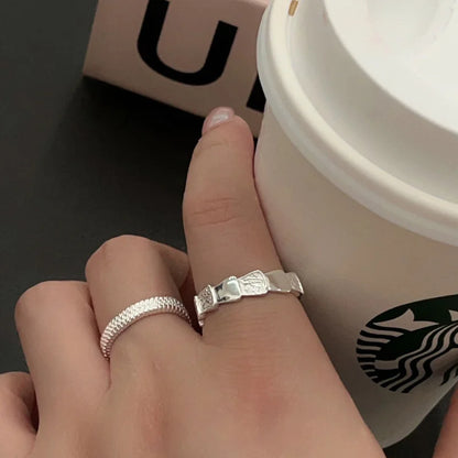VENTFILLE 925 Sterling Silver Finger Rings Hollow Chain