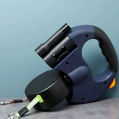 Retractable Dual Dog Leash with LED Light 360 Swivel No Tangle