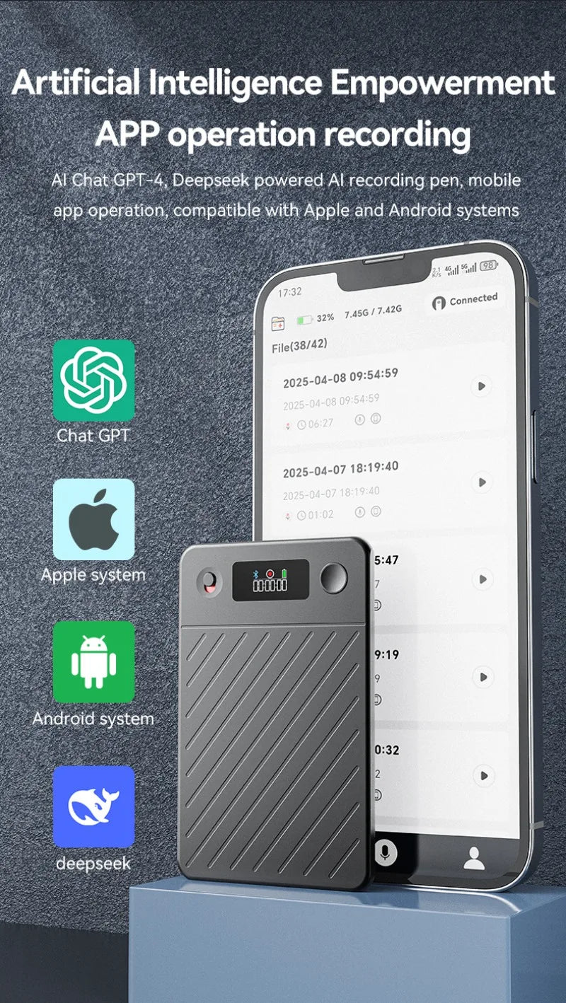AI Voice Recorder with Display Screen 8-256GB Intelligent
