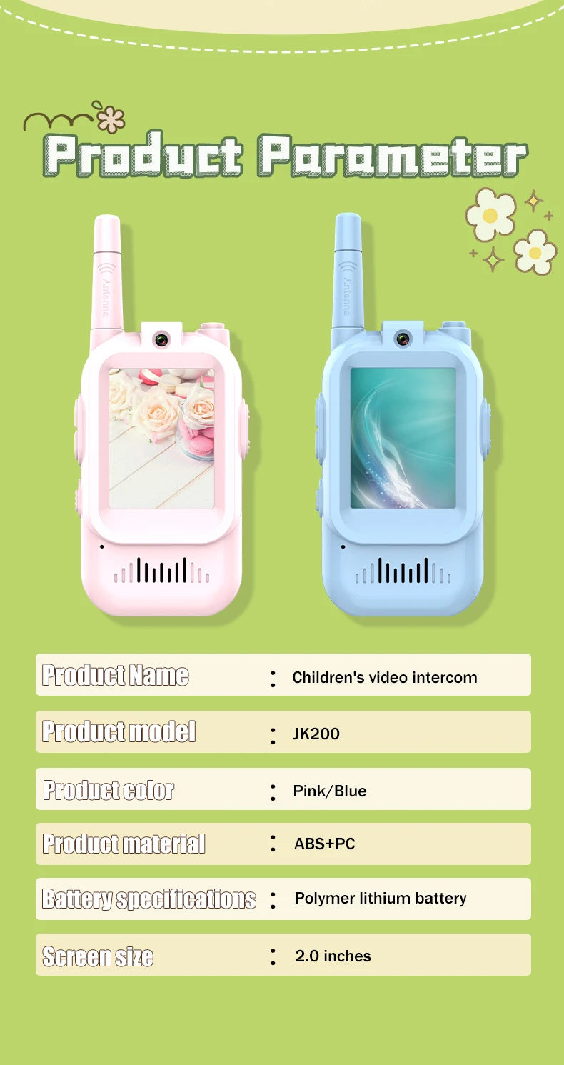 Children's Video Walkie Talkies 2 Pack Rechargeable