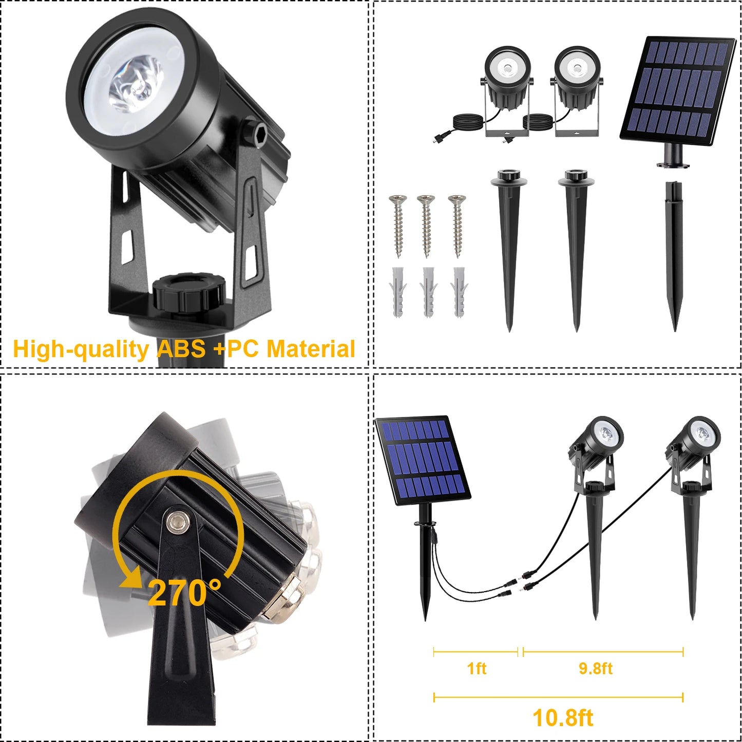 Solar Powered Spotlight IP65 Solar LED Light Outdoor