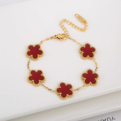 Stainless Steel Laser Five Leaf Flower Petal Adjustable Clover