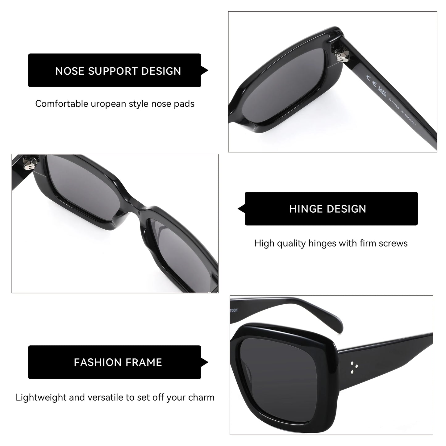 ZENOTTIC Acetate Sunglasses New Uv400 Fashion Square