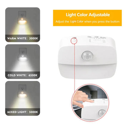 LED Night Light Motion Sensor EU Plug Lamp Nightlights