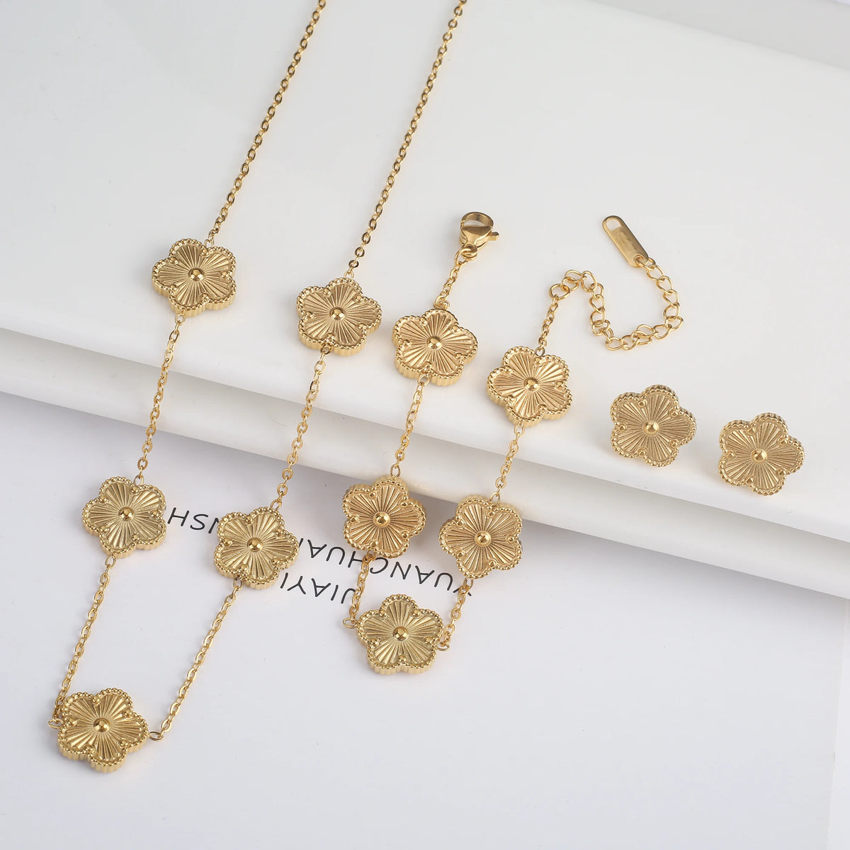 Stainless Steel Laser Five Leaf Flower Petal Adjustable Clover