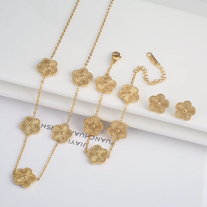 Stainless Steel Laser Five Leaf Flower Petal Adjustable Clover