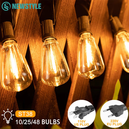 Outdoor String Lights 110V/220V LED Patio Hanging Lights