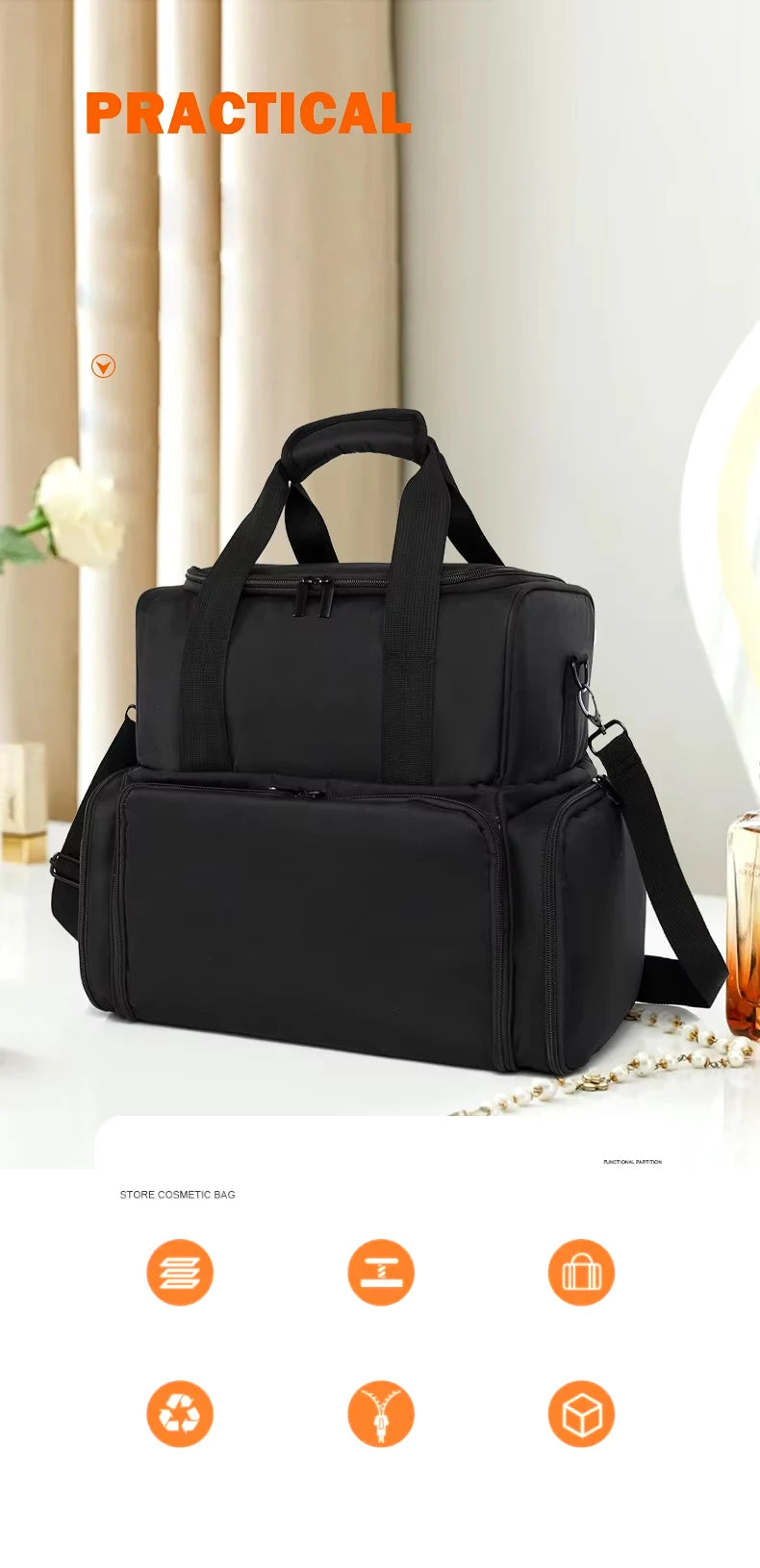 Portable 3 Layer Nail Polish Storage Bag Organizer