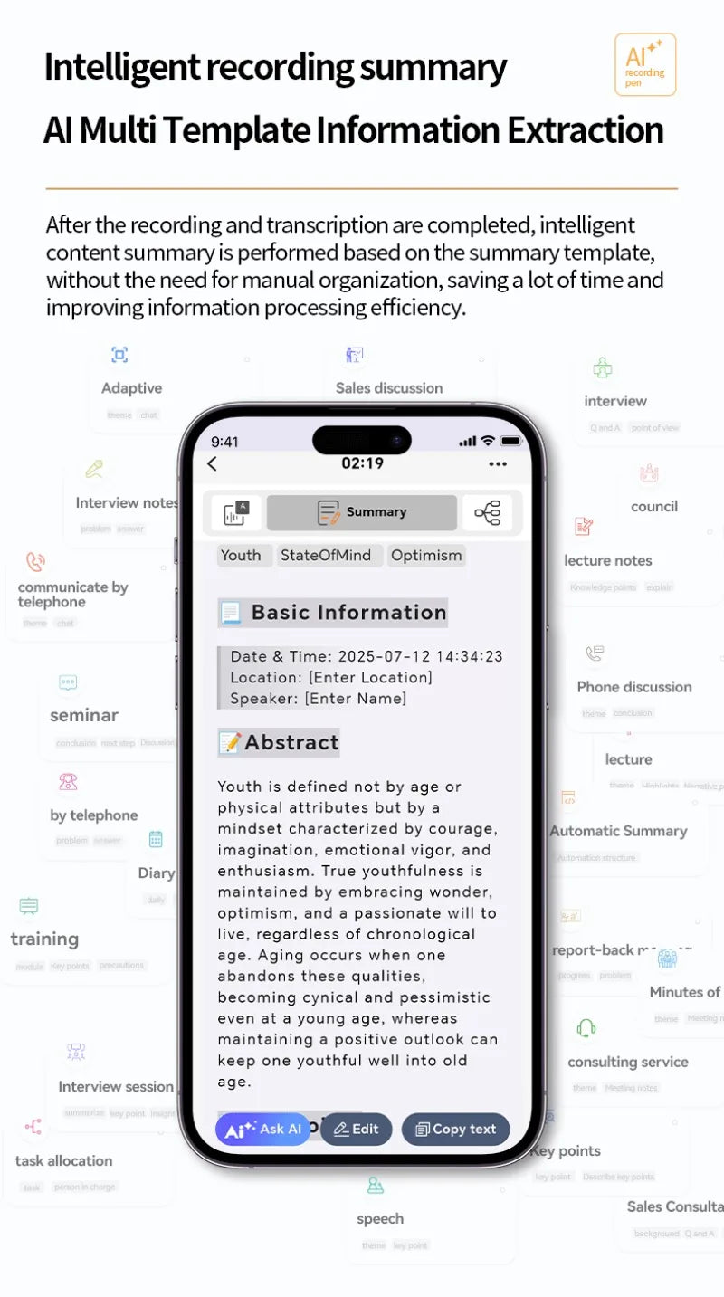 AI ChatGPT Voice Recorder 8-128GB Recording Device