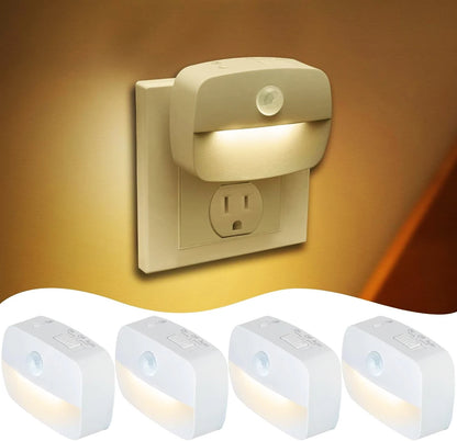 LED Night Light Motion Sensor EU Plug Lamp Nightlights