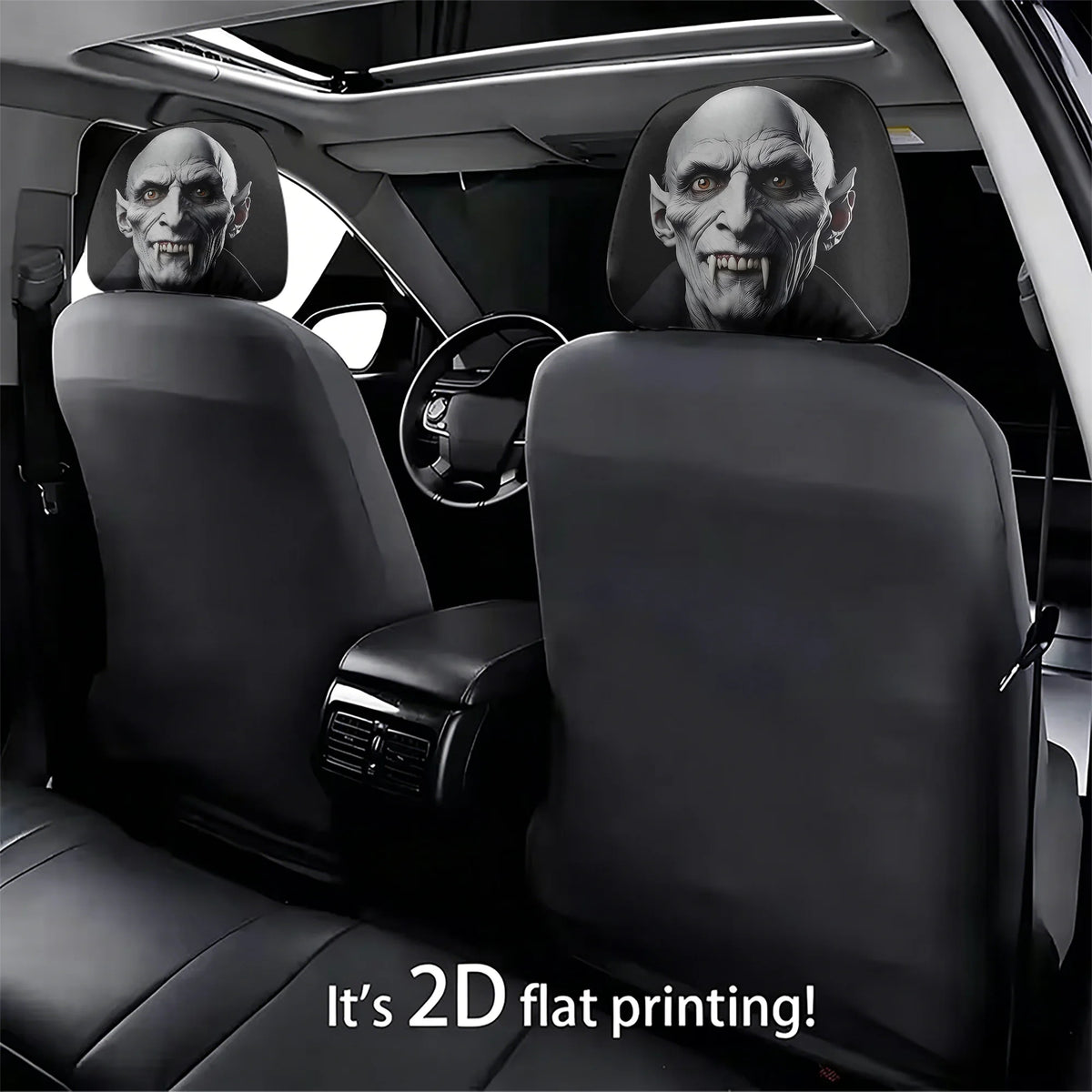 2pcs vampire-themed car headrest covers adding a spooky
