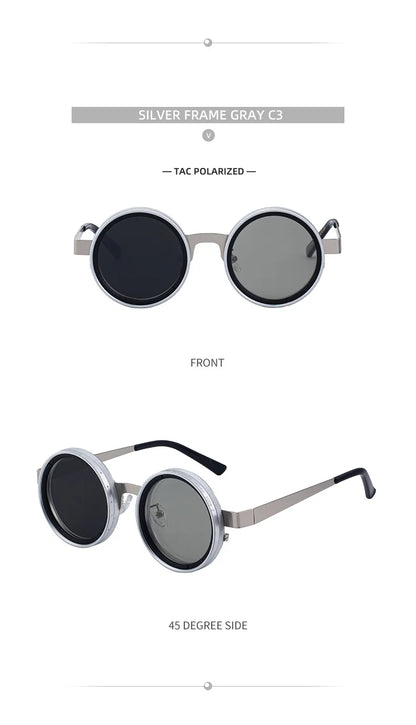 Polarized Round Steampunk ND9 Adjustable Dimming Sunglasses