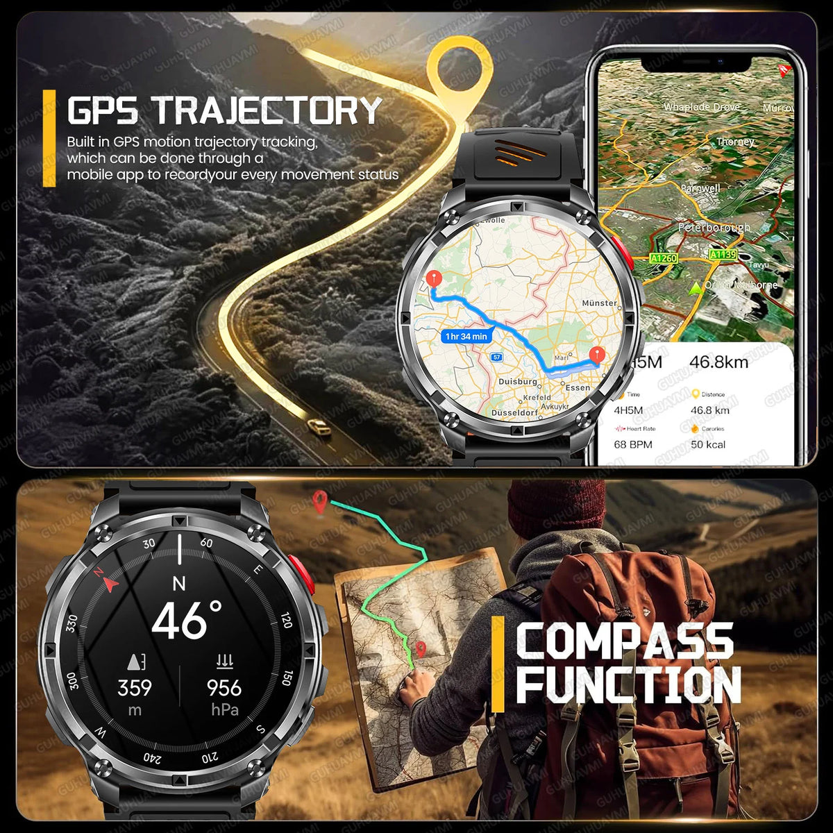 New T-Rex3 Pro 1100mAh Battery Smart Watch GPS Path