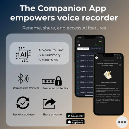 New Portable AI Voice Recorder with Mobile App Transcription