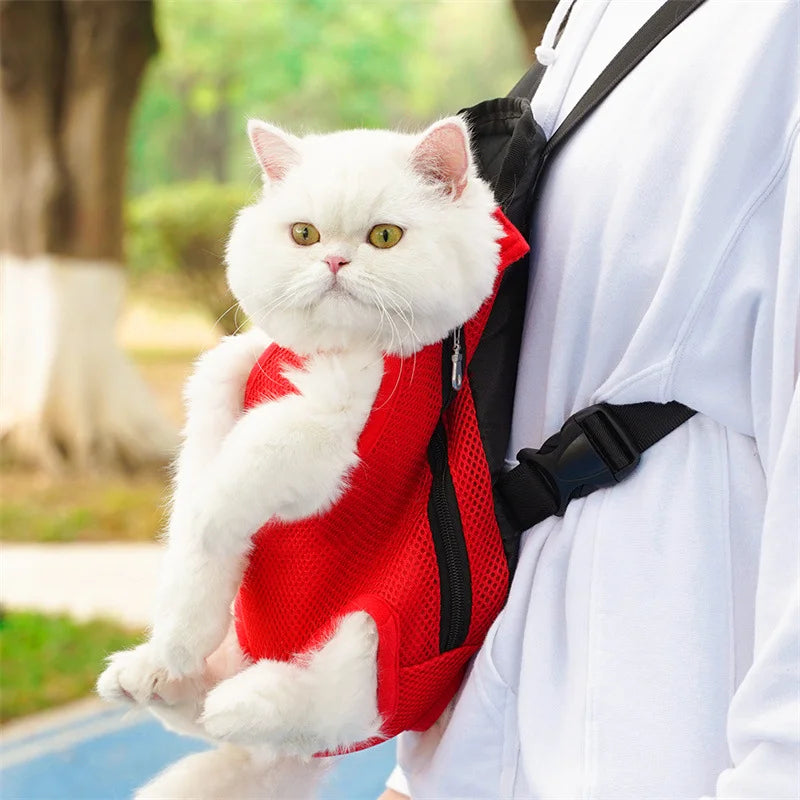 Adjustable Cat Carrier Bag Pet Double Shoulder Backpack