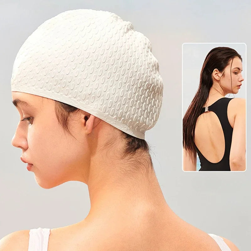 Silicone Swimming Caps Large Size Long Hair Ear Protection