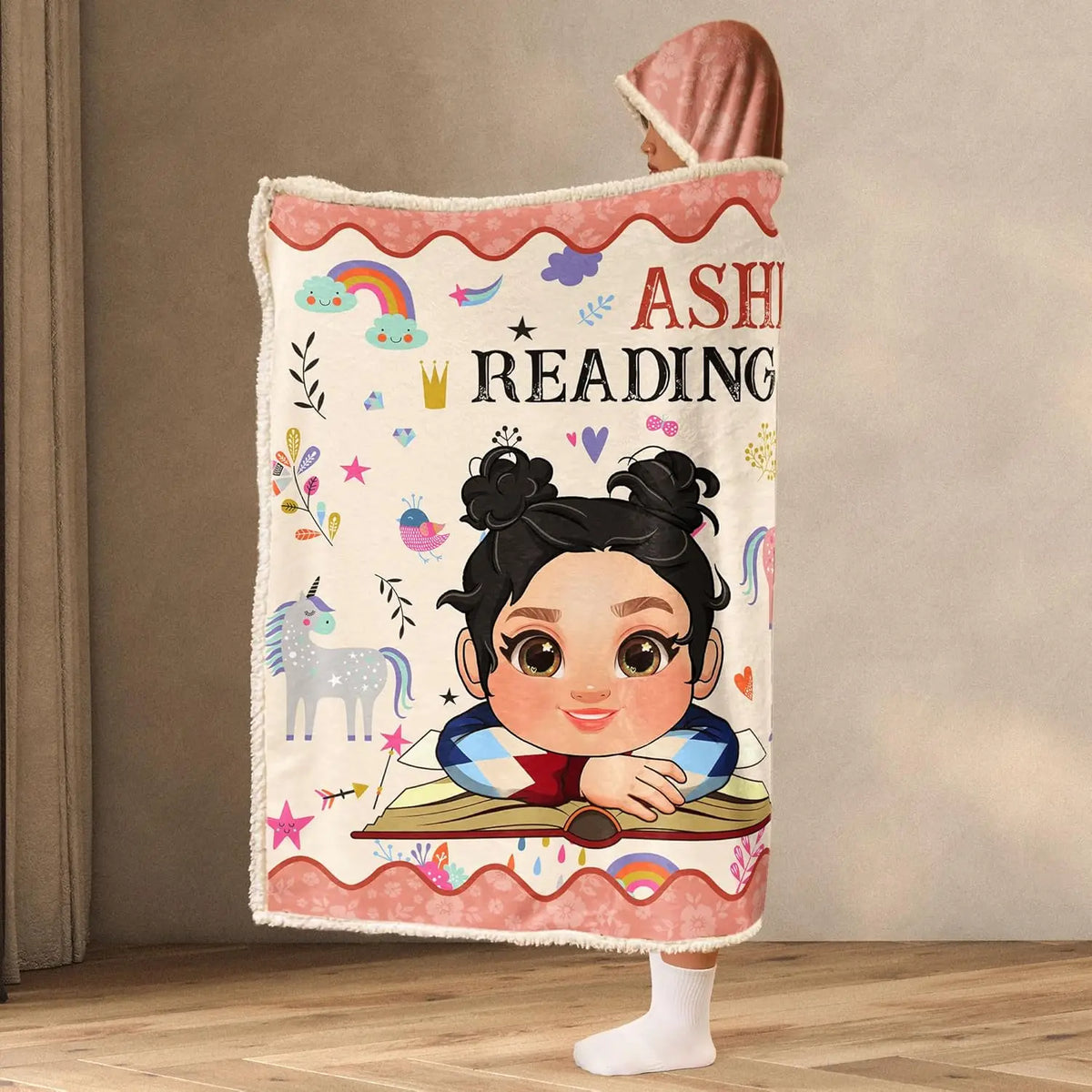 Personalized Wearable Hooded Blanket, Book Lovers Gifts