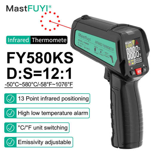 Point Infrared Positioning Thermometer LCD Pyrometer
