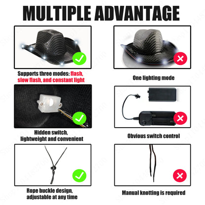 LED Cowboy Hats Wedding Hats Bulk Light up Cowboy Hats