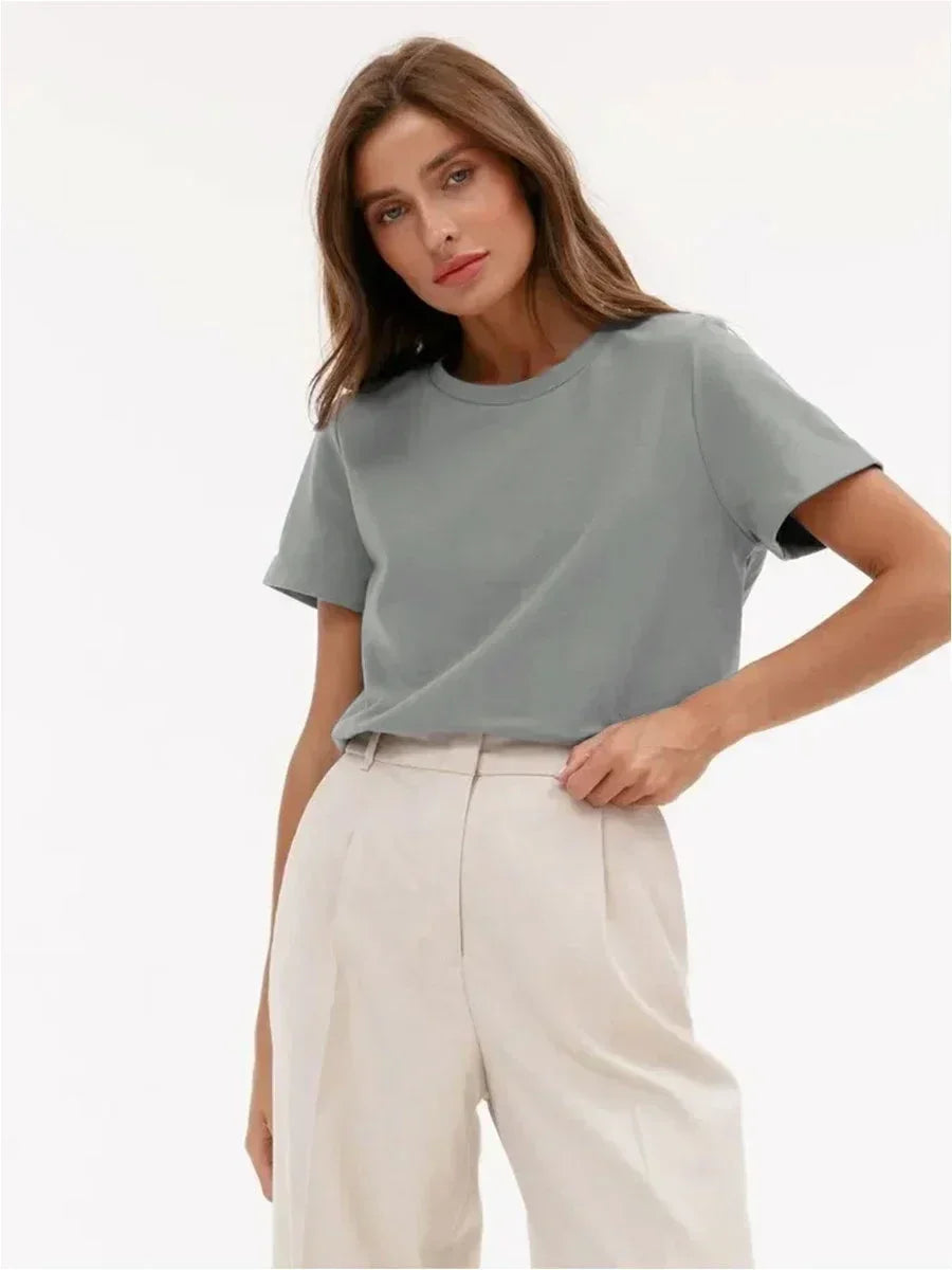 Bornladies Summer 100% Cotton Women's T-shirt Bottoming Tops