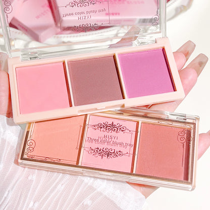 Three color blush tray rouge makeup