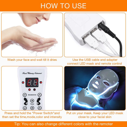 7 Colors Light LED Face Neck Beauty Mask Photon