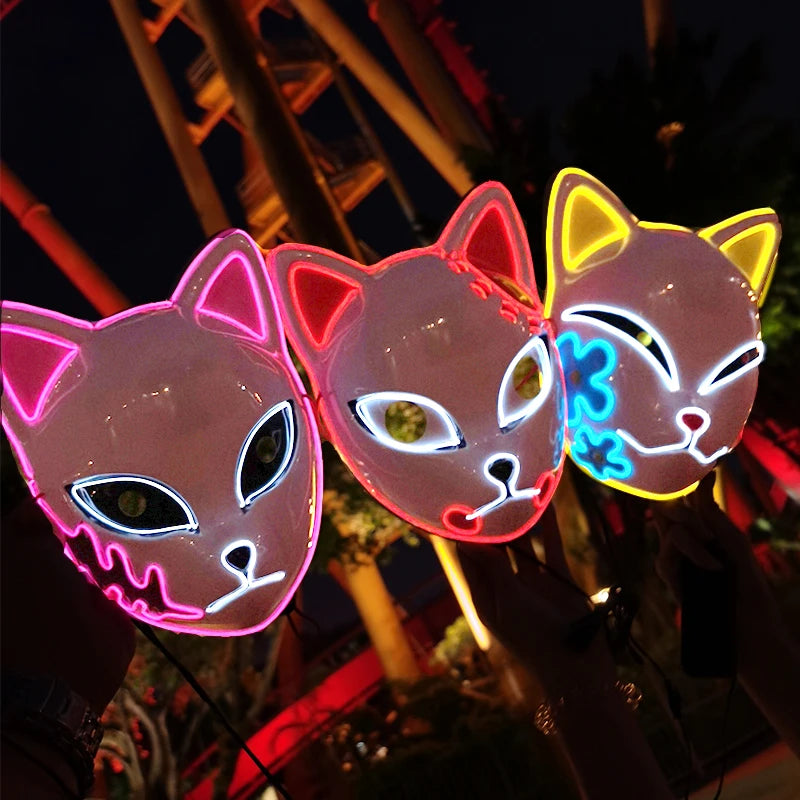 Glowing  Demon Slayer Mask Cosplay Japanese Cartoon
