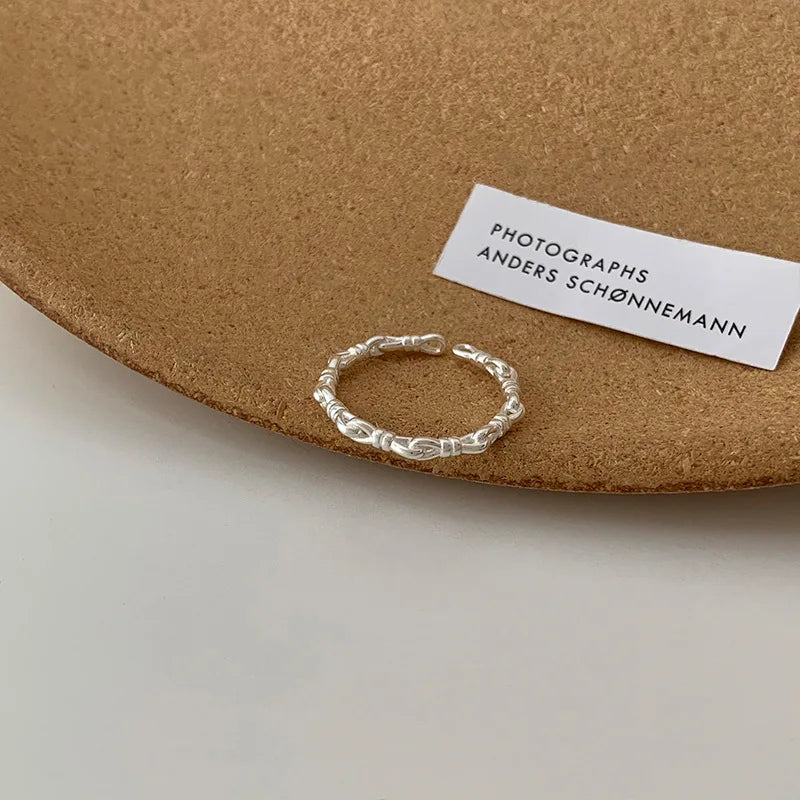 VENTFILLE 925 Sterling Silver Finger Rings Hollow Chain