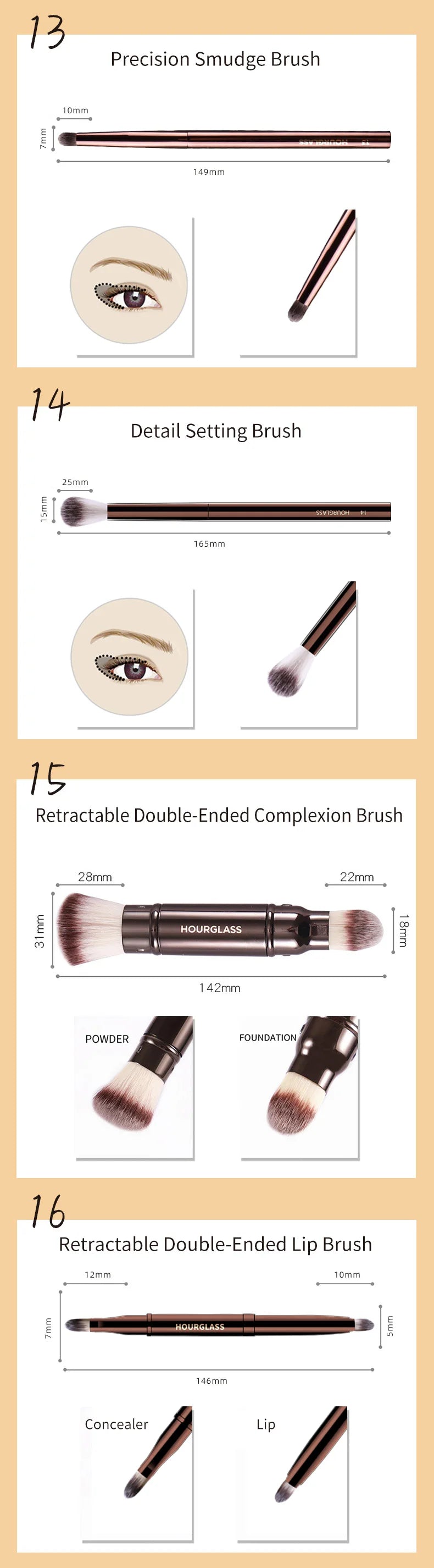 Hourglass Makeup Brushes Powder Foundation Concealer