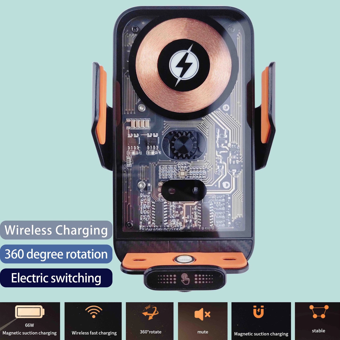 Car Phone Holder 66W Wireless Charger Mobile Phone Holder