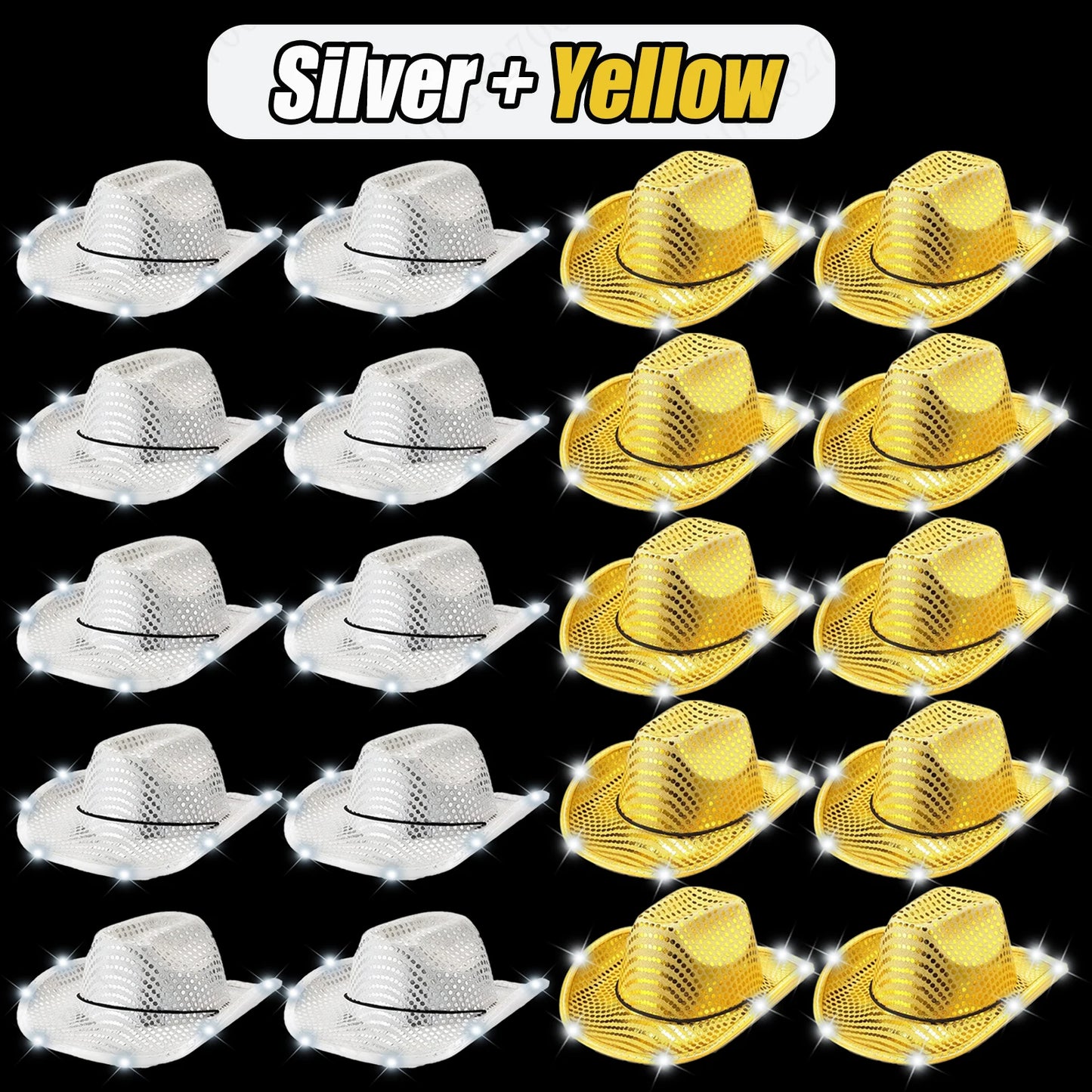 LED Cowboy Hats Bulk for Wedding Lighting up Party Hats