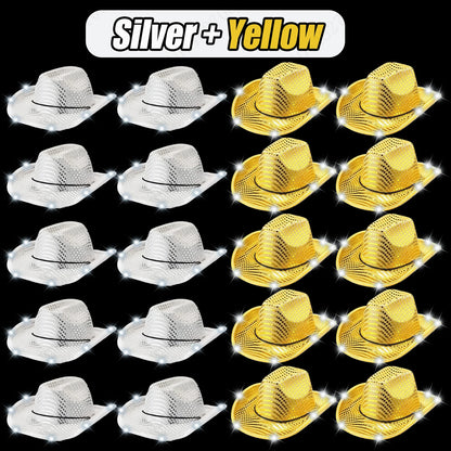 LED Cowboy Hats Bulk for Wedding Lighting up Party Hats