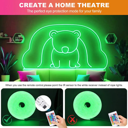 5V USB RGB LED Neon Strip Light 24key Remote Control