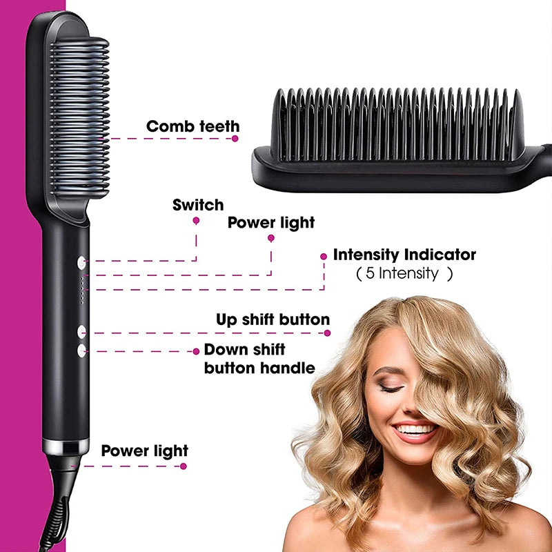 Electric Heating Comb Hair Straightener Portable Fast Heating