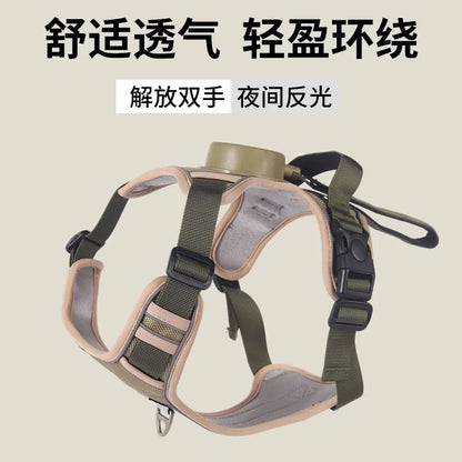 Automatic retractable dog leash with chest and back strap
