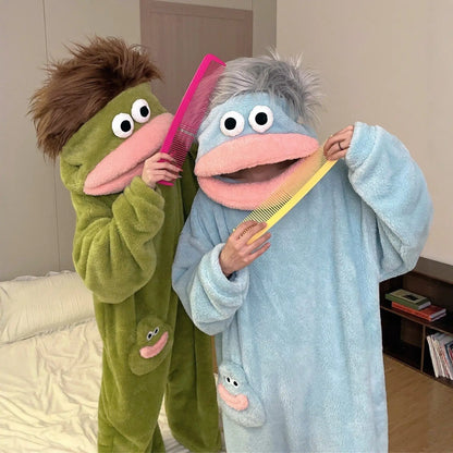 Cartoon Pajamas Autumn Winter Couple Set Wacky Bodysuit