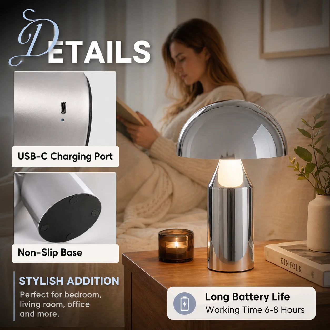 Metal Mushroom Table Lamp Modern Decoration Desk Lamp