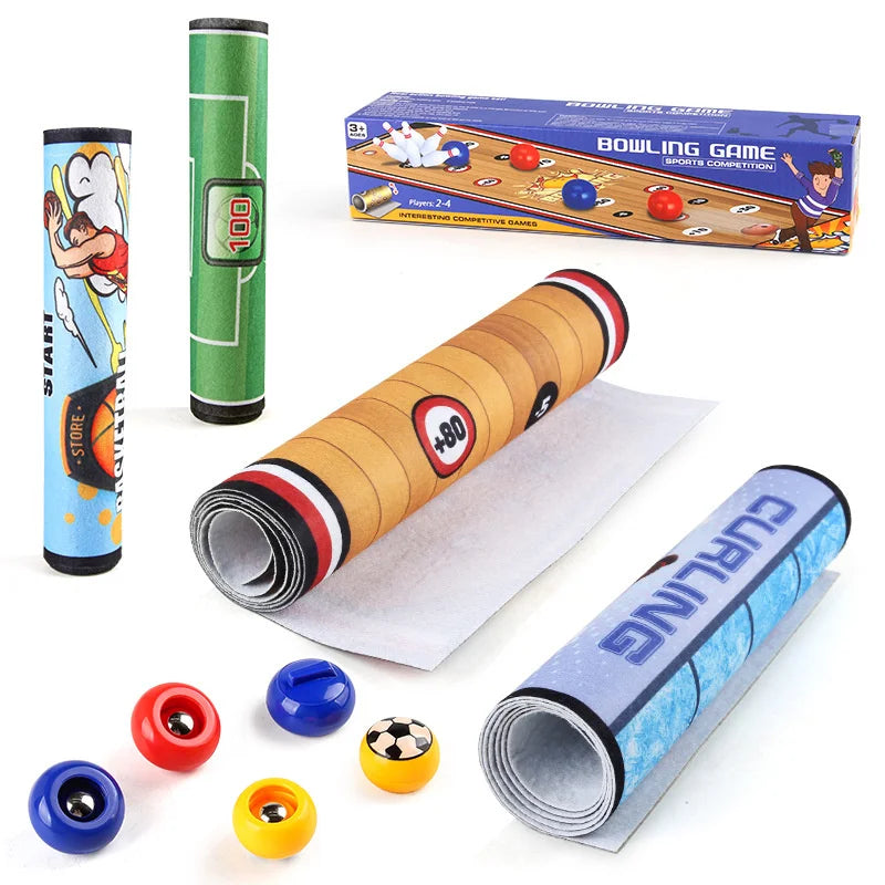 Interactive Bowling and Curling Mat Game Fun Football-Inspired