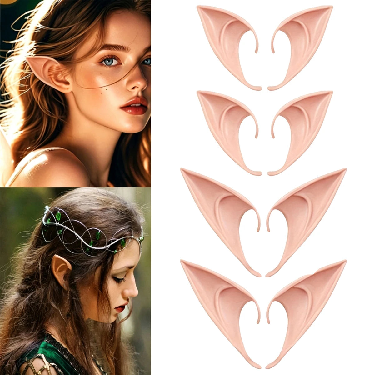 1/2/4Pairs Cosplay Fairy Pixie Elf Ears
