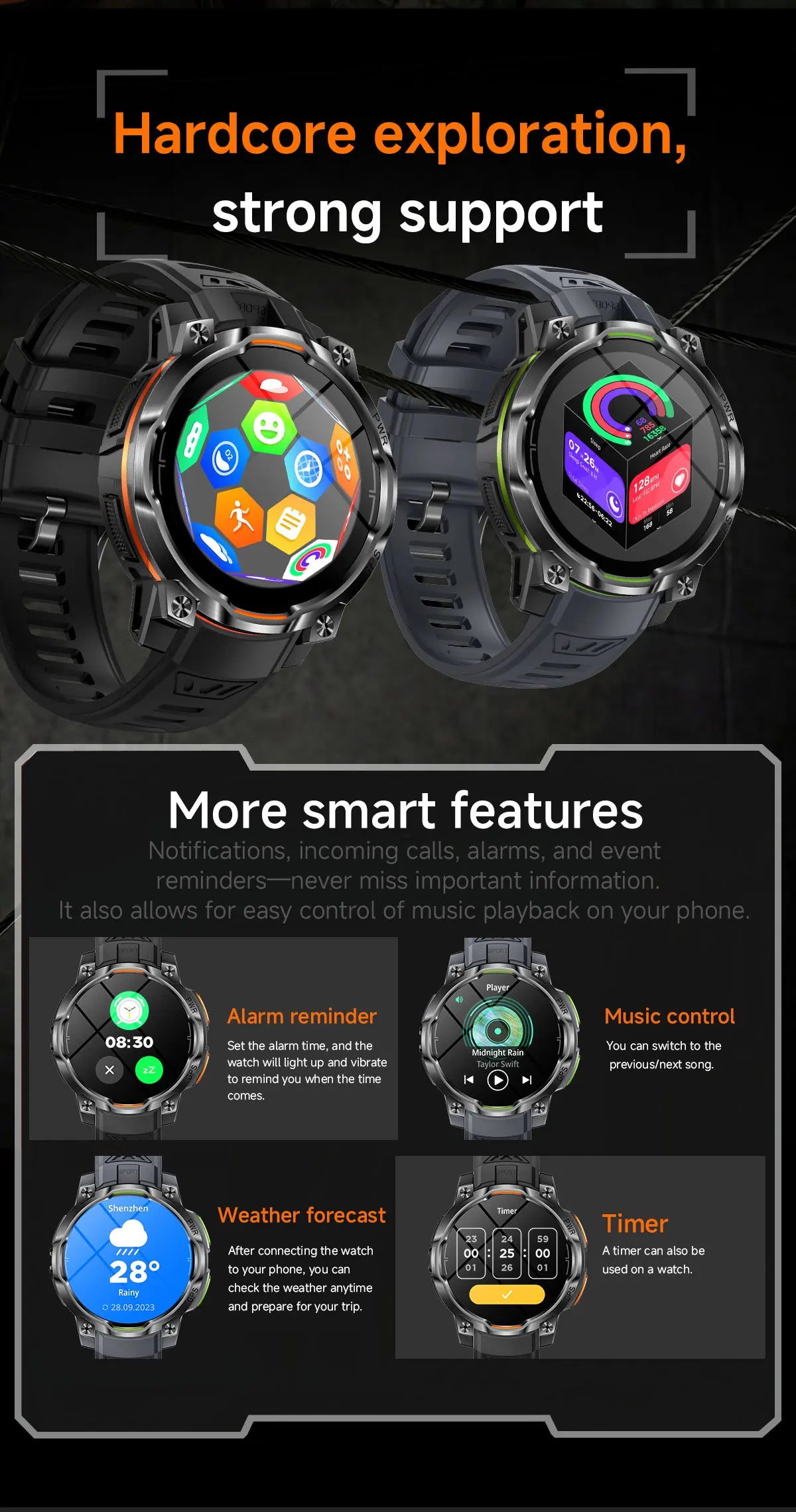 New GPS Map Smart Navigation Watch 1200mAh Battery