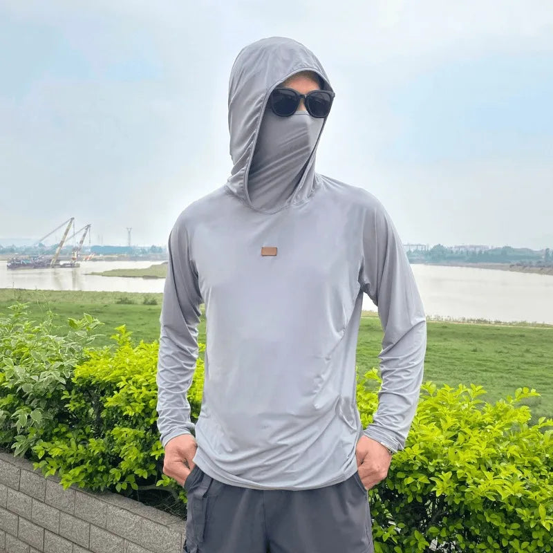 Men's Summer Outdoor Cycling Fiing Sun Protection Ice Silk