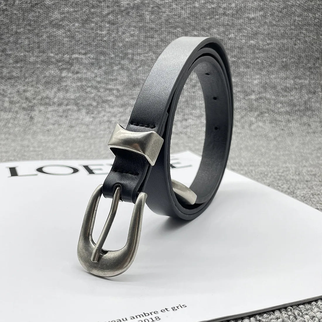 Retro High-end Black y2k belt Ins Buckle bb belt