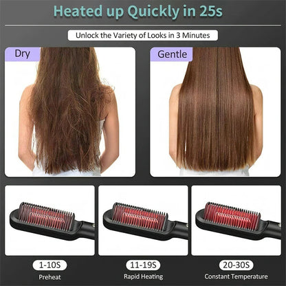 Electric Heating Comb Hair Straightener Portable Fast Heating