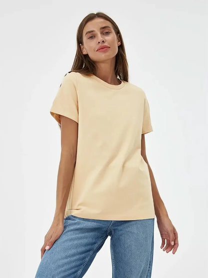 Bornladies Summer 100% Cotton Women's T-shirt Bottoming Tops