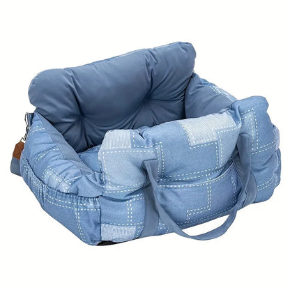 Dog Car Seat with Safety Belt - Non-Slip Pet Car Bed for Small Dogs,