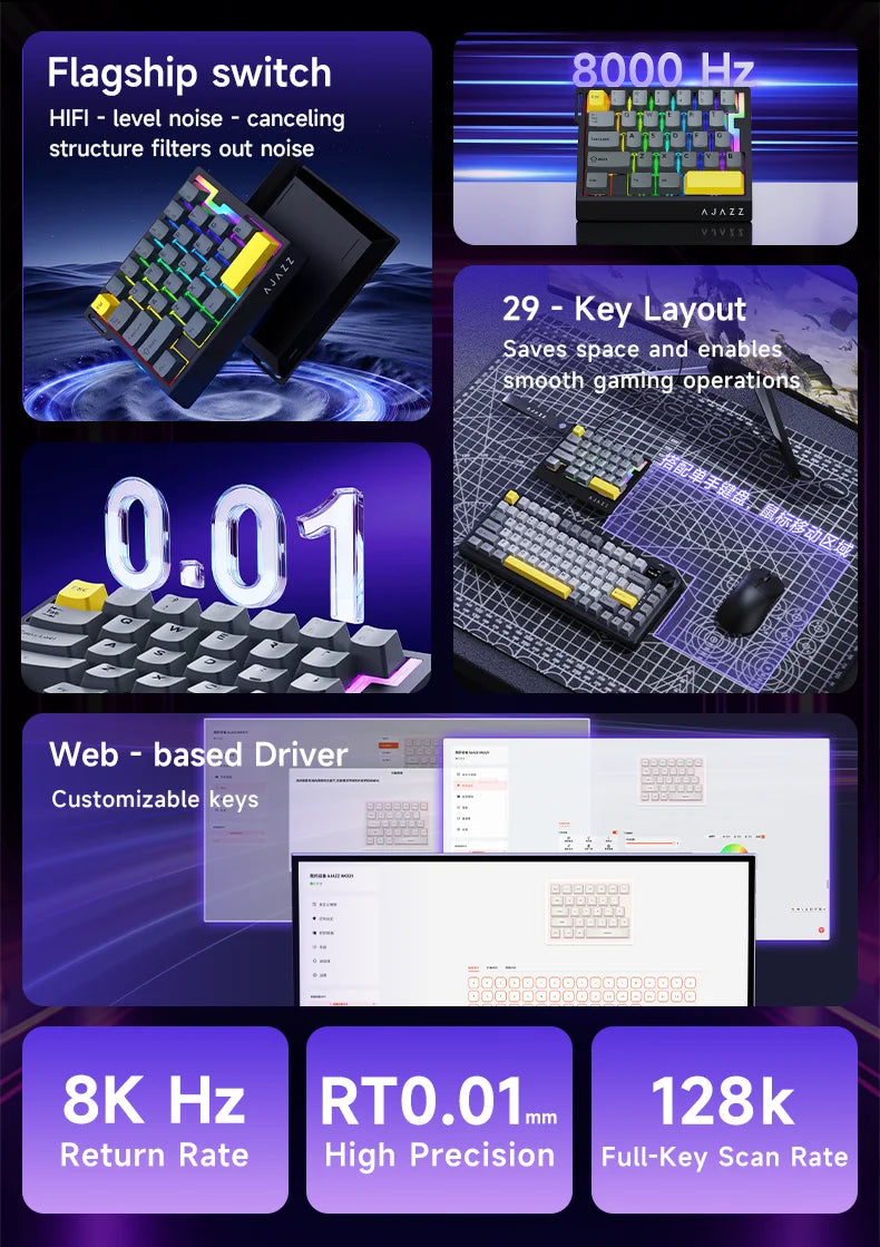 Wired One-Handed Gaming Keyboard HE Magnetic Switch