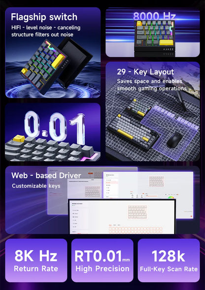 Wired One-Handed Gaming Keyboard HE Magnetic Switch