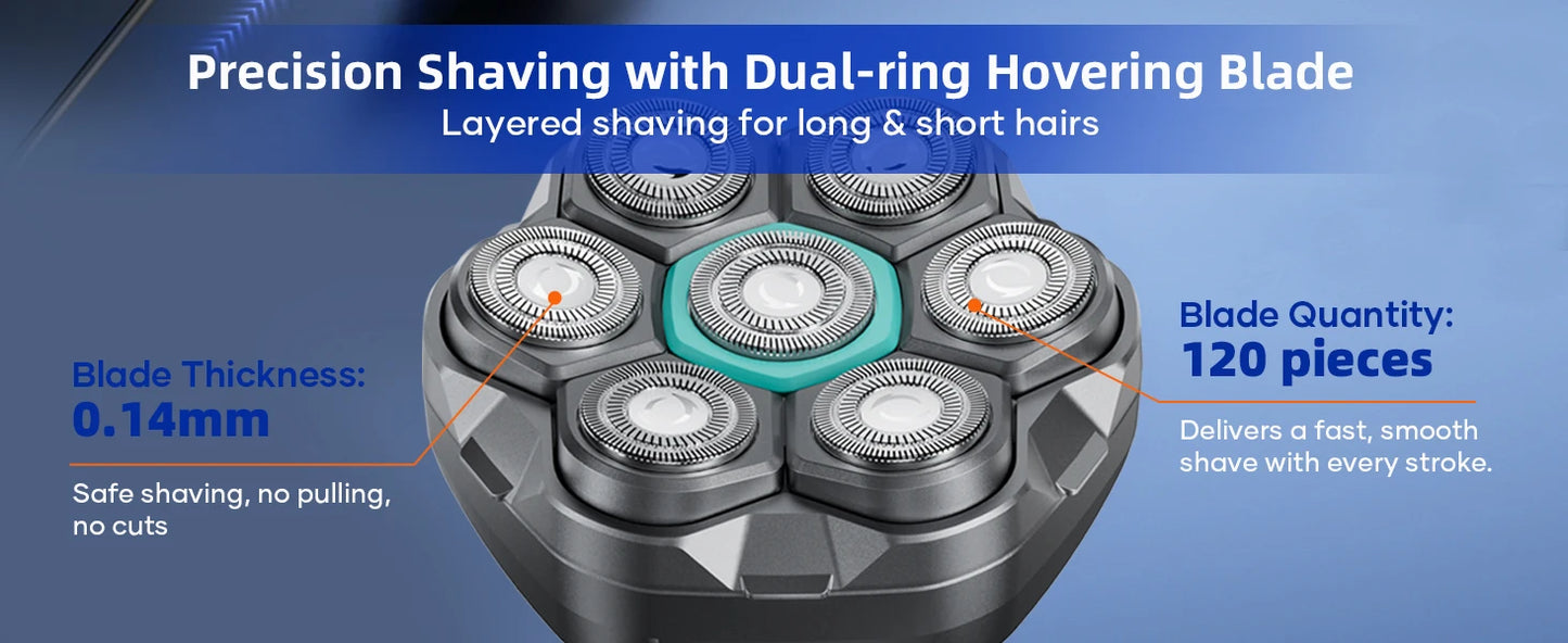 S32 Electric Head Shaver for Men 7D Floating Cutter USB-C Rechargeable