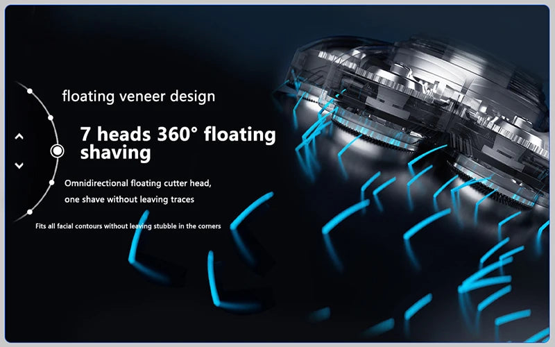 Electric Shaver 7D Floating Cutter Head Base Men Beard Trimmer