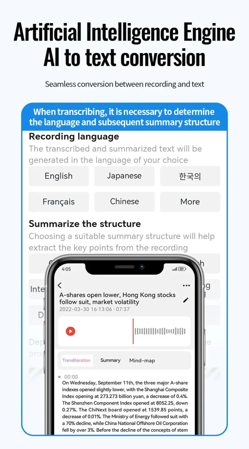 8-128GB Magnetic AI Voice Recorder ChatGPT Intelligent Translation